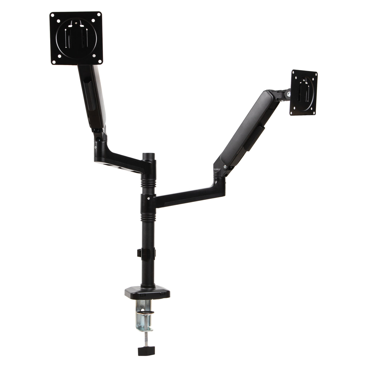 Mind Reader Dual Monitor Arm for 13–32 Inch Screens, Gas Spring VESA Desk Mount, ±180° Rotation, ±65° Tilt, ±180° Swivel, Holds up to 19.8 lbs Each,  Integrated Cable Management, Black