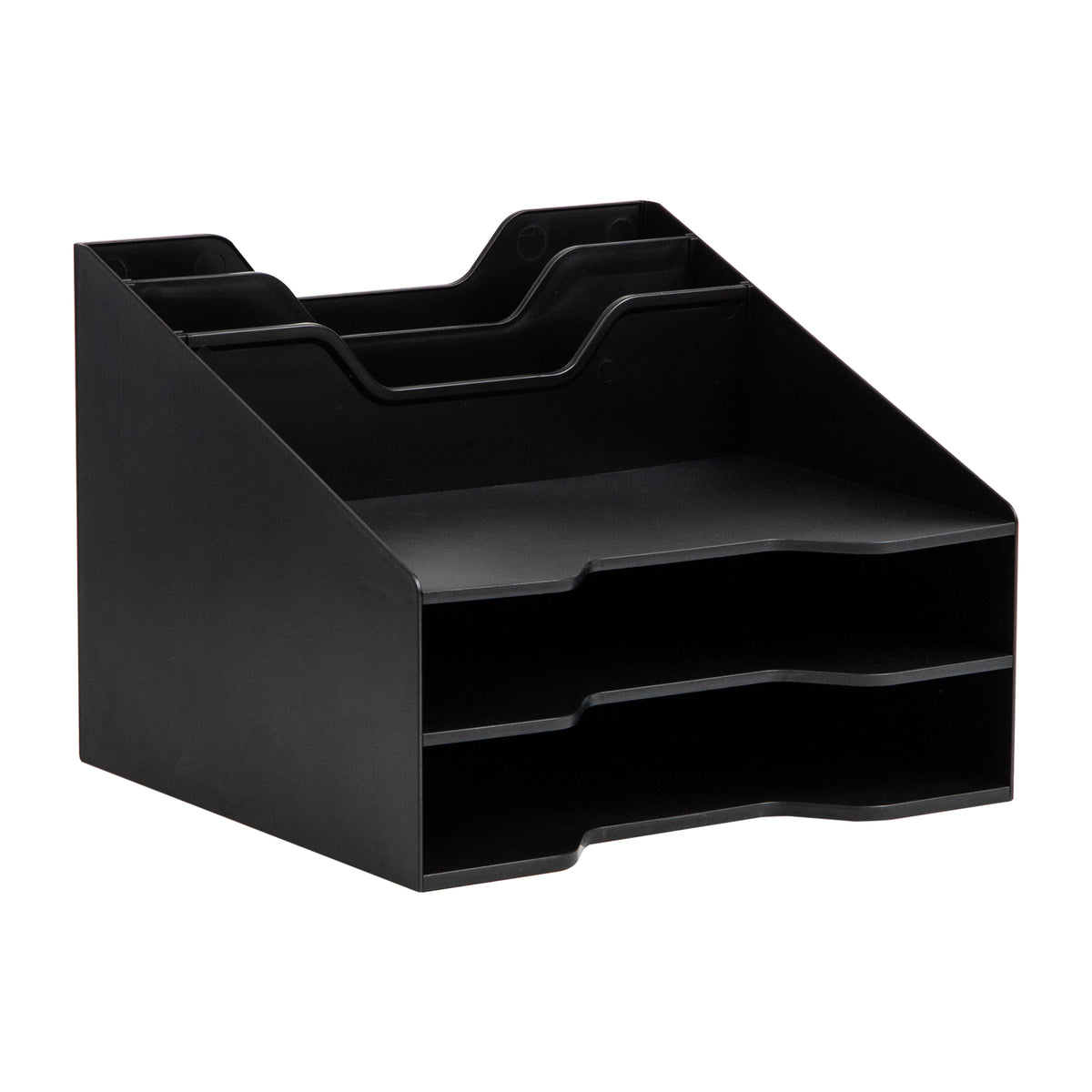 Mind Reader Desktop Organizer, Vertical File Holder, Paper Trays, Office, Plastic, 12.5"L x 11.75"W x 9.5"H, Beige