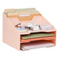 Mind Reader Desktop Organizer, Vertical File Holder, Paper Trays, Office, Plastic, 12.5"L x 11.75"W x 9.5"H, Beige
