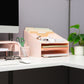 Mind Reader Desktop Organizer, Vertical File Holder, Paper Trays, Office, Plastic, 12.5"L x 11.75"W x 9.5"H, Beige