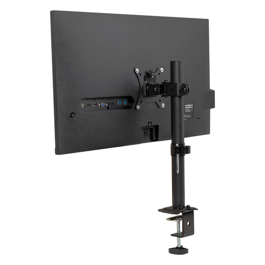Mind Reader Single Monitor Desk Mount for 13"-32" Screens, VESA 75x75/100x100, 180° Rotation, ±90° Swivel, ±45° Tilt, 17.6 lb Load Capacity, Cable Management, Quick Release, Black