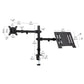 Mind Reader Dual Arm Monitor and Laptop Desk Mount, Adjustable Stand for 17"–32" Screens, VESA 75x75/100x100, 180° Rotation, ±90° Swivel, ±90° Tilt, Black