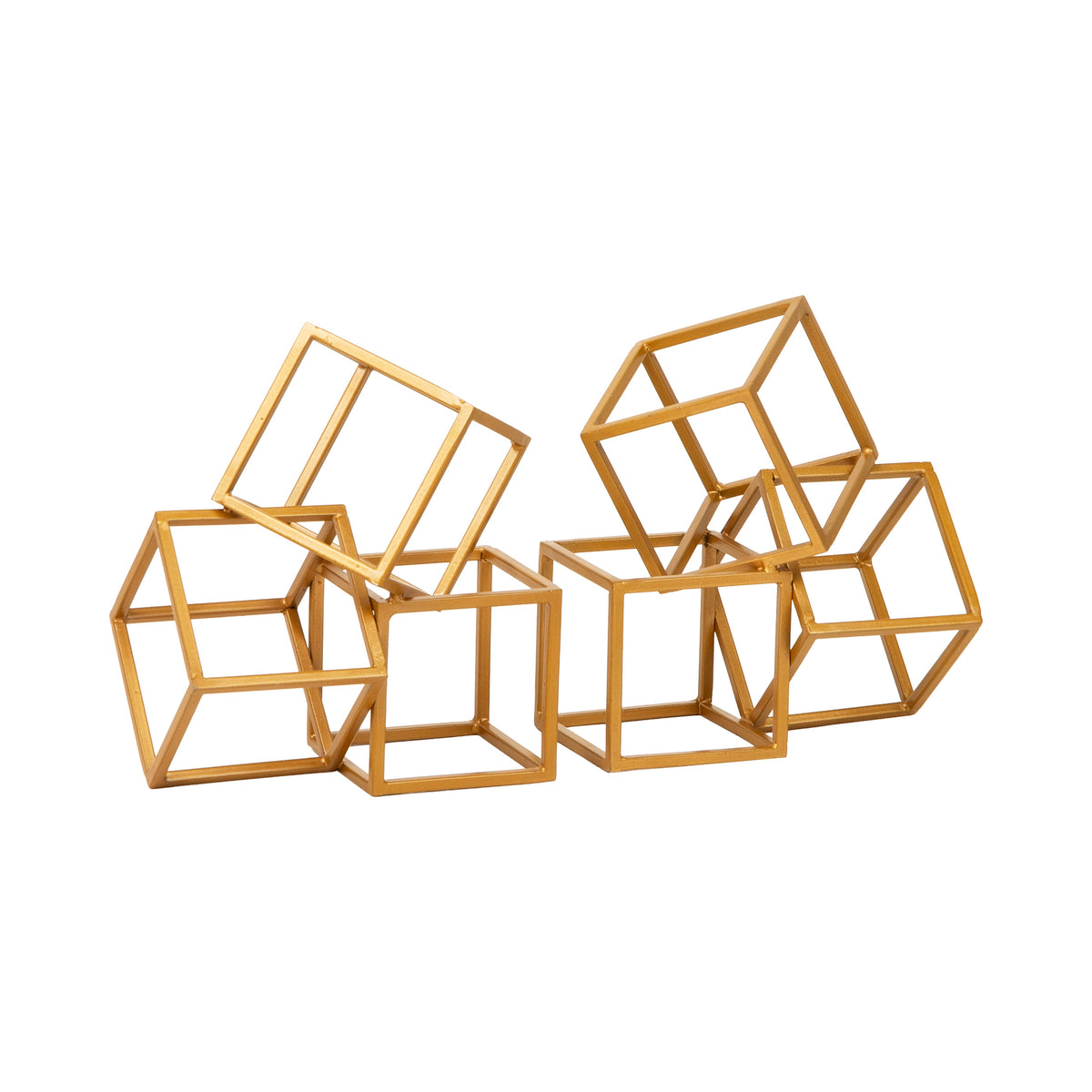 Mind Reader Decorative Geometric Cube Bookends, Modern Book Holders, Office Decor, Metal, Set of 2, Gold