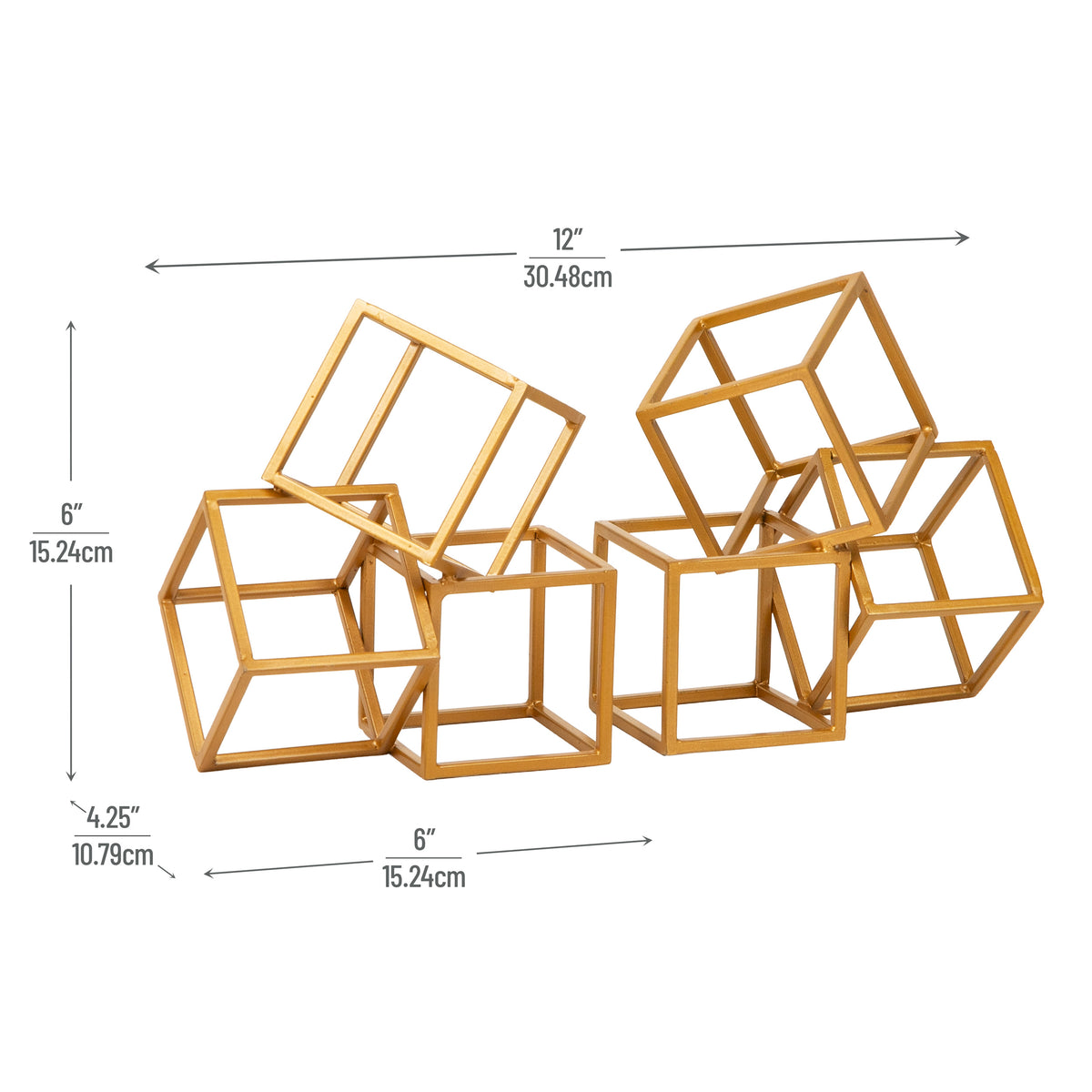 Mind Reader Decorative Geometric Cube Bookends, Modern Book Holders, Office Decor, Metal, Set of 2, Gold