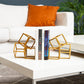 Mind Reader Decorative Geometric Cube Bookends, Modern Book Holders, Office Decor, Metal, Set of 2, Gold