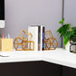 Mind Reader Decorative Geometric Cube Bookends, Modern Book Holders, Office Decor, Metal, Set of 2, Gold