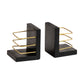 Mind Reader Decorative Basket Bookends, Office Decor with Storage, Wood and Metal, Set of 2, Black and Gold