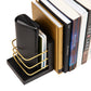 Mind Reader Decorative Basket Bookends, Office Decor with Storage, Wood and Metal, Set of 2, Black and Gold