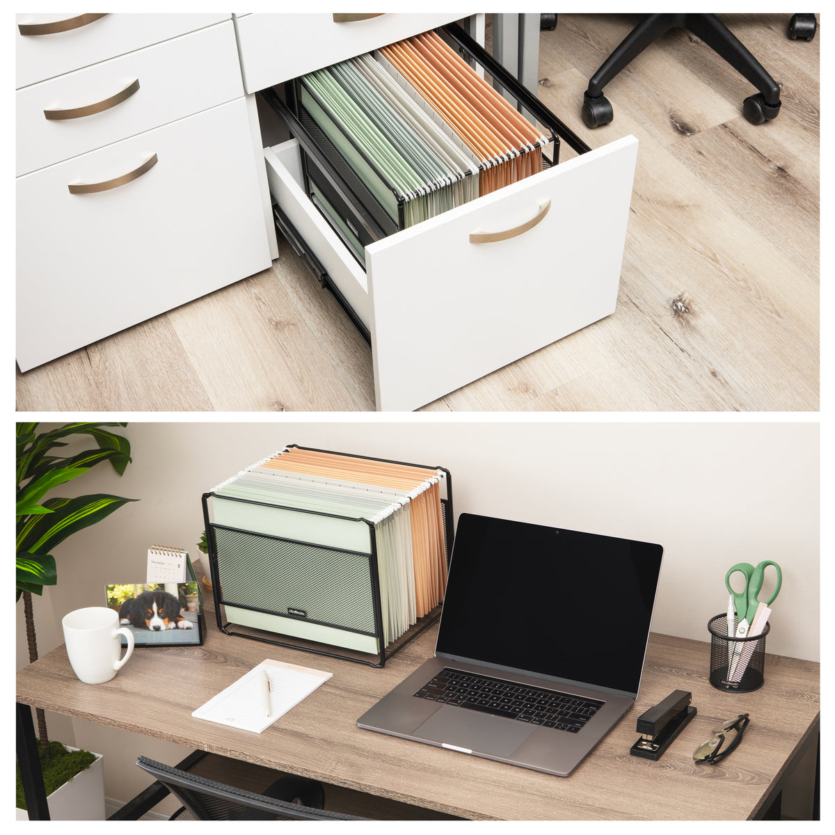 Mind Reader Hanging File Folder Organizer, Desktop Organizer, Storage, Office, Metal Mesh, 13"L x 9.75"W x 10.25"H