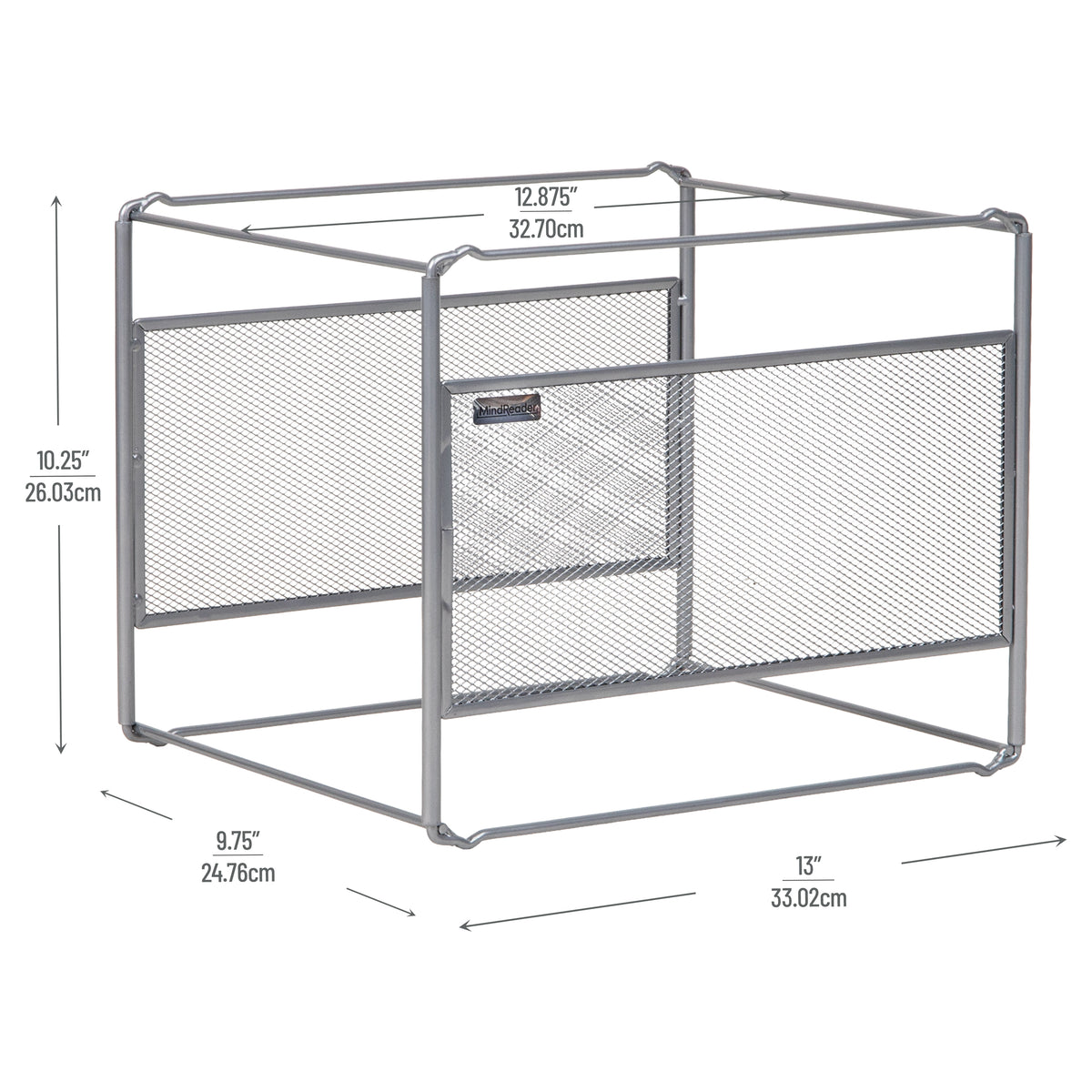 Mind Reader Hanging File Folder Organizer, Desktop Organizer, Storage, Office, Metal Mesh, 13"L x 9.75"W x 10.25"H