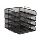 Mind Reader Stackable Paper Tray, Desktop Organizer, File Storage, Office, Metal Mesh, 10.5"L x13.5"W x11.25"H, 4 Pcs., Black