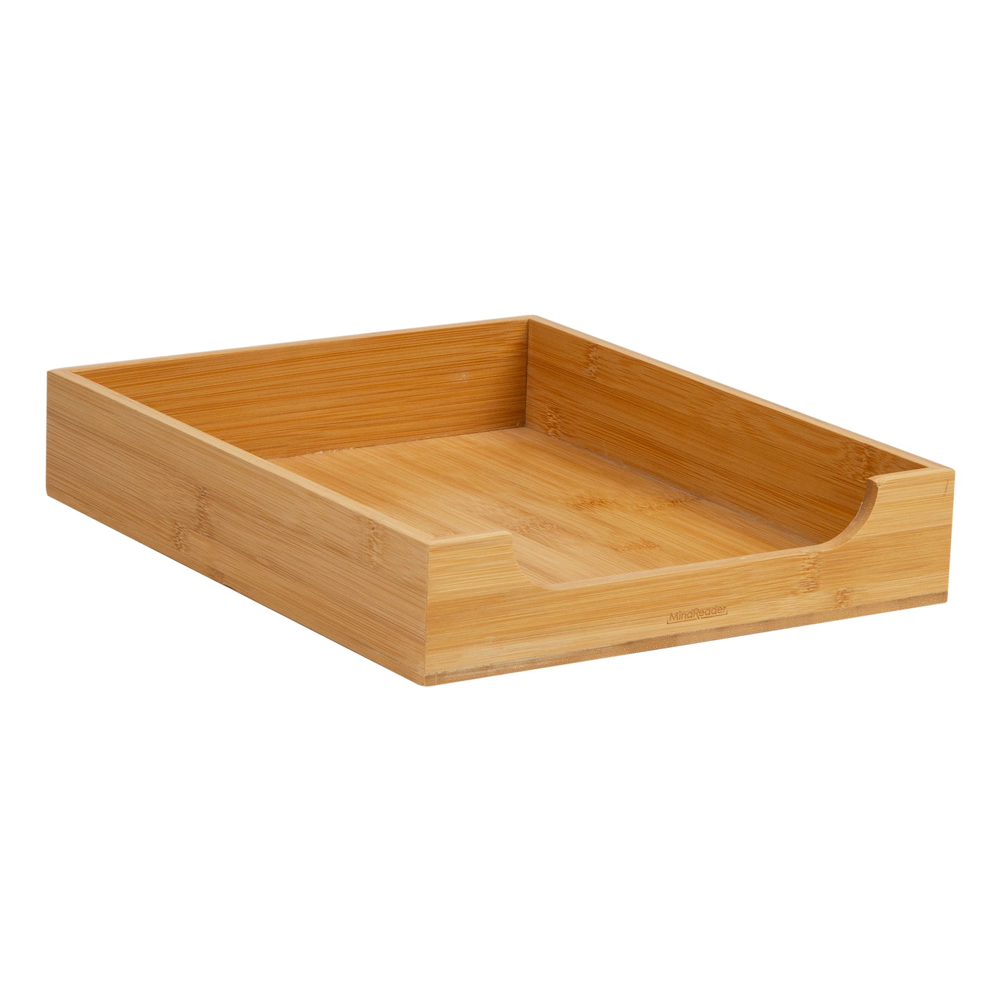 Mind Reader Paper Tray, Desktop Organizer, File Storage, Modern, Office, Bamboo, 10.25"L x 12.5"W x 2.25"H, Brown