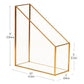 Mind Reader Vertical Glass File Holder with Copper Trim, Angled Magazine Organizer for Documents, Folders & Mail, Glass and Copper, Clear