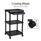 Mind Reader Bar Cart, Rolling, Utility Cart, 3-Tier, Coffee Cart, Bathroom, Kitchen, Plastic, 20"L x 15"W x 34.5"H, Black