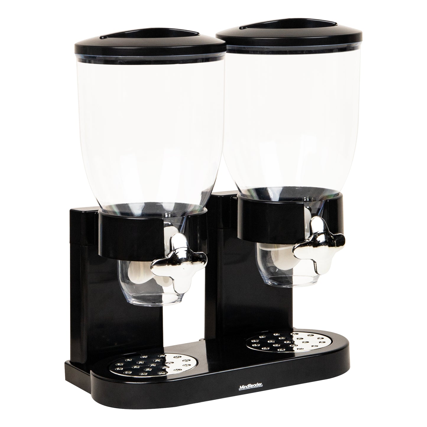 Mind Reader Double Cereal Dispenser for Countertop, 2 x 3.5L Airtight Containers, Rotating Dry Food Dispenser for Cereal, Rice, Candy, Coffee Beans, Black
