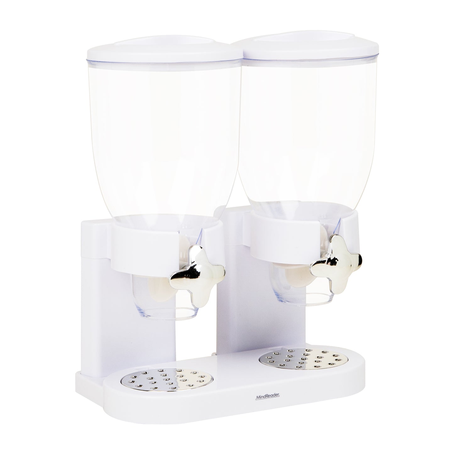 Mind Reader Double Cereal Dispenser for Countertop, 2 x 3.5L Airtight Containers, Rotating Dry Food Dispenser for Cereal, Rice, Candy, Coffee Beans, White