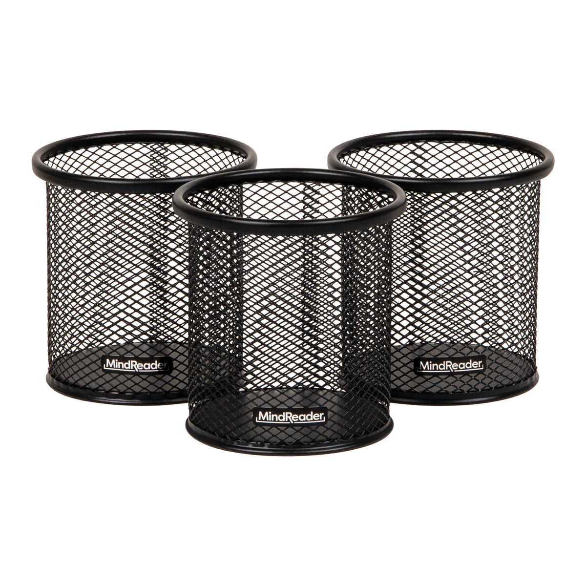 Mind Reader Metal Mesh Pen and Accessories Holders, Desktop Organizer for Office, Makeup, or Kitchen Use, Set of 3
