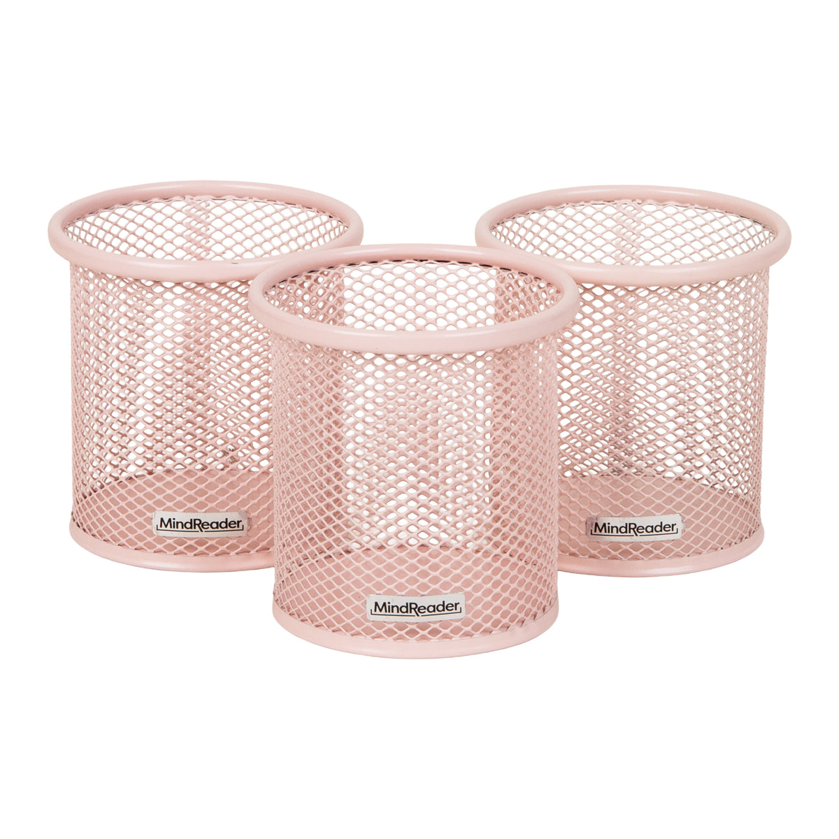 Mind Reader Metal Mesh Pen and Accessories Holders, Desktop Organizer for Office, Makeup, or Kitchen Use, Set of 3