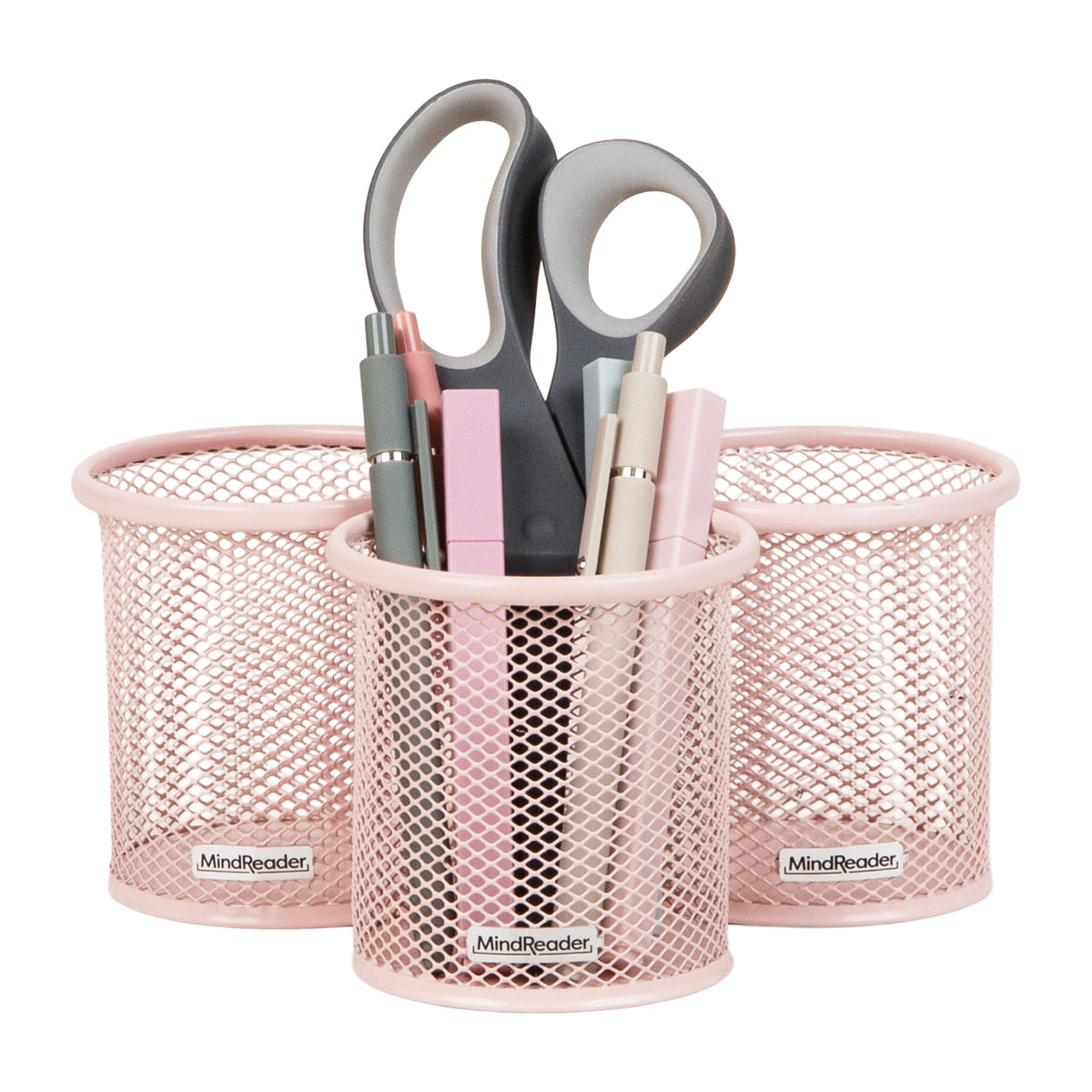 Mind Reader Metal Mesh Pen and Accessories Holders, Desktop Organizer for Office, Makeup, or Kitchen Use, Set of 3