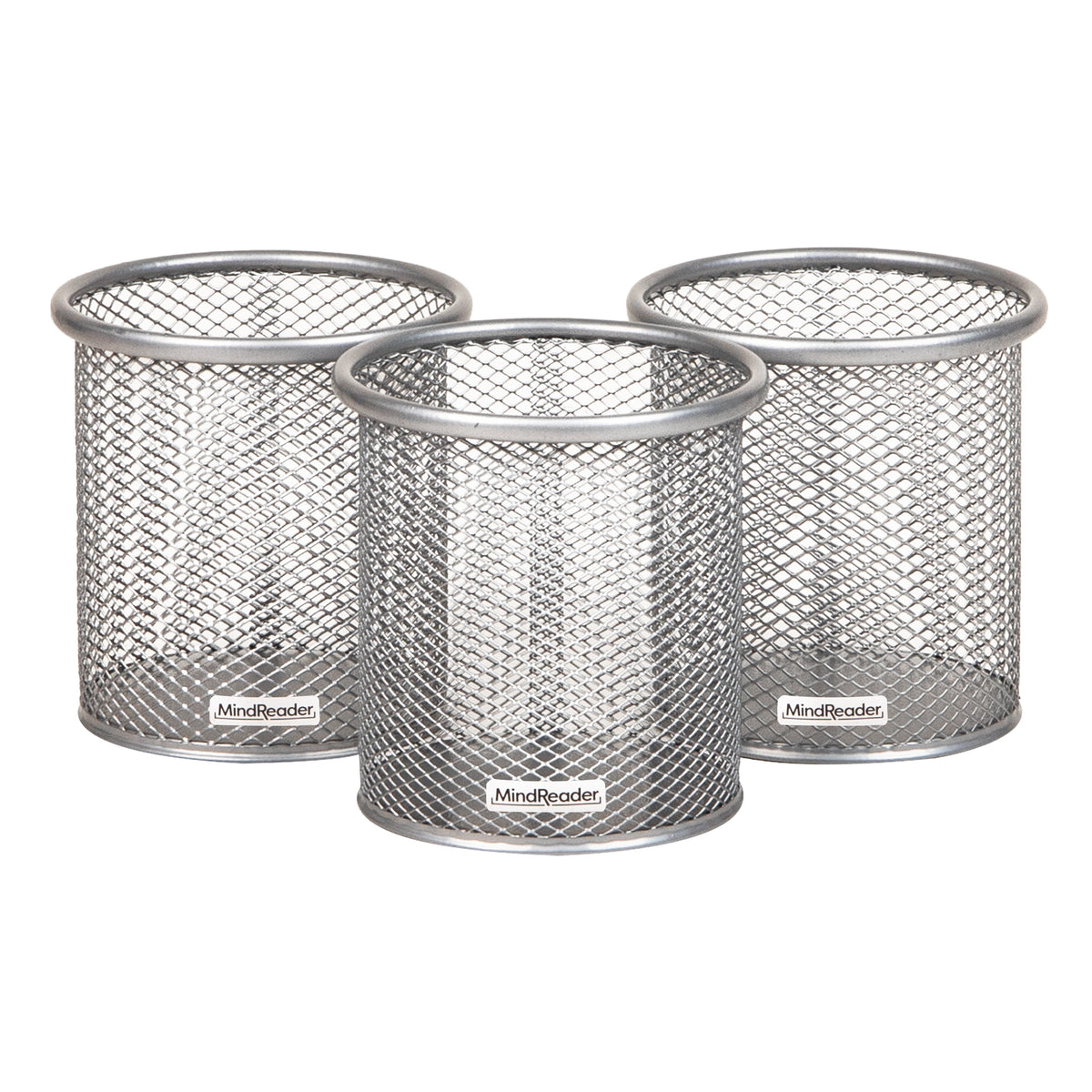 Mind Reader Metal Mesh Pen and Accessories Holders, Desktop Organizer for Office, Makeup, or Kitchen Use, Set of 3