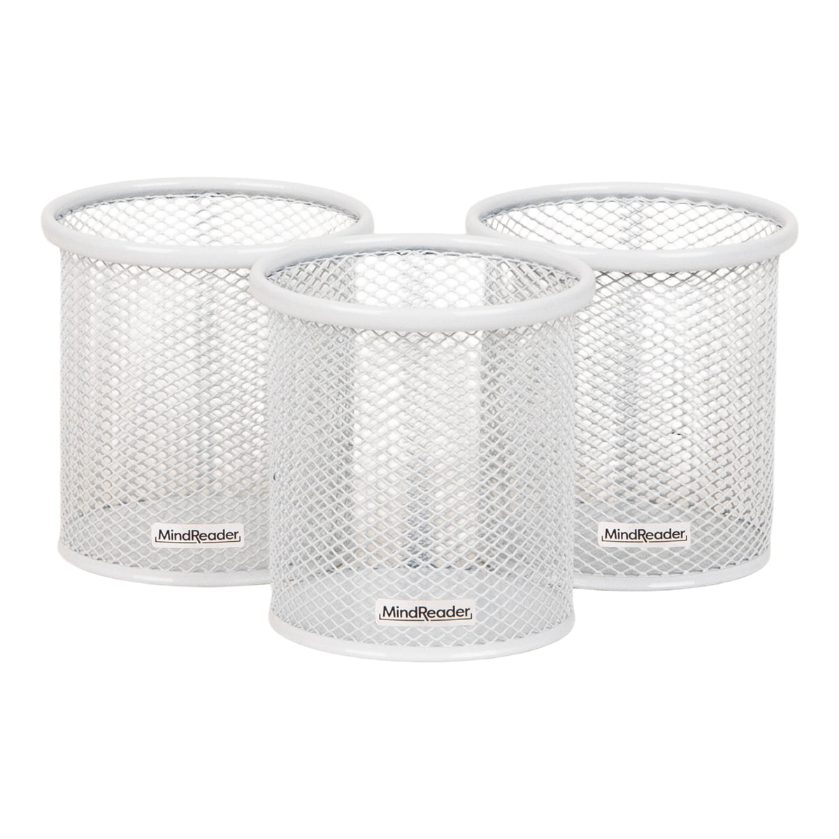 Mind Reader Metal Mesh Pen and Accessories Holders, Desktop Organizer for Office, Makeup, or Kitchen Use, Set of 3