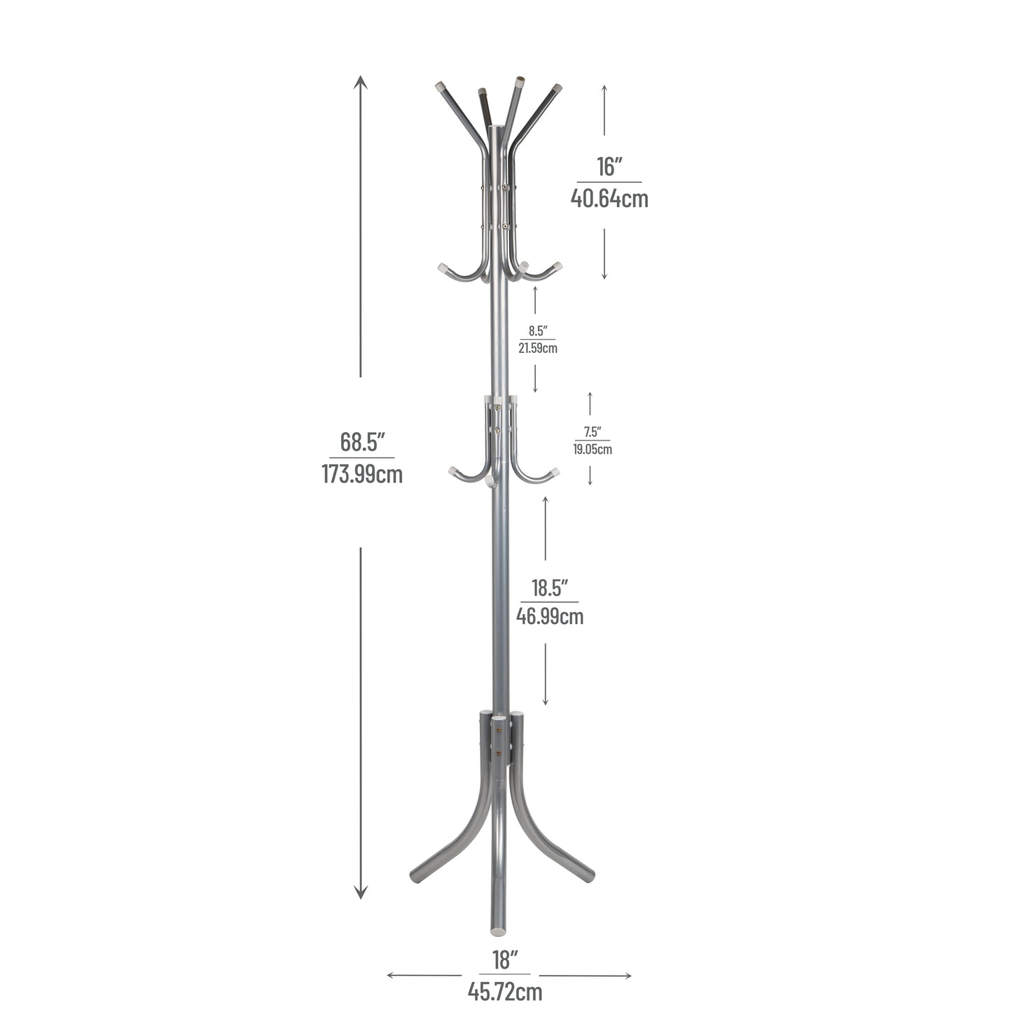 Mind Reader Freestanding Coat Rack, Multi-Tier Organizer for Office and Entryway, Metal
