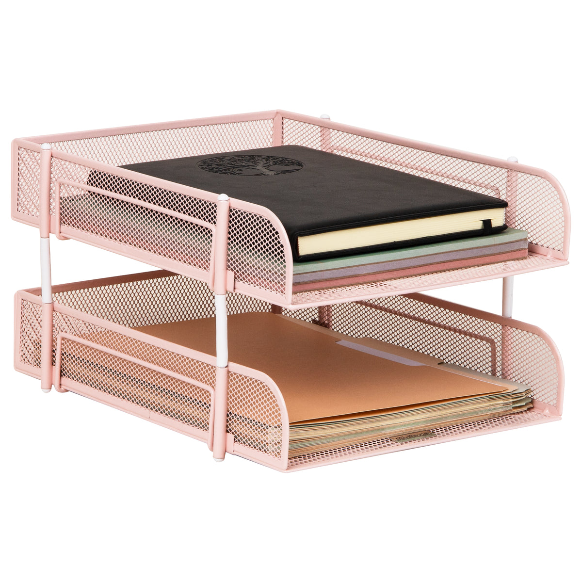 Mind Reader Stackable Paper Tray, Desktop Organizer, File Storage, Office, Metal Mesh, 10.5"L x 13.25"W x 7.5"H, 2 Pcs