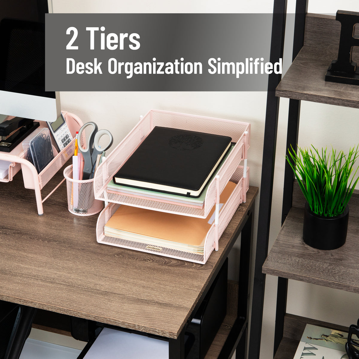 Mind Reader Stackable Paper Tray, Desktop Organizer, File Storage, Office, Metal Mesh, 10.5"L x 13.25"W x 7.5"H, 2 Pcs