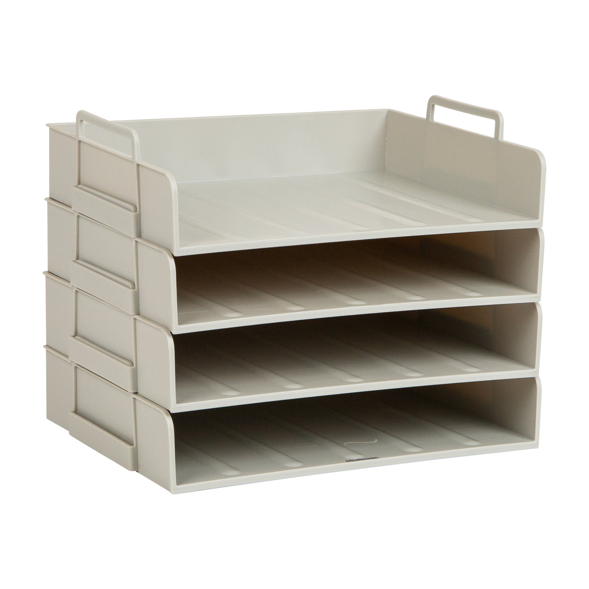 Mind Reader Stackable Paper Tray, Desktop Organizer, File Storage, Office, Plastic, 13.75"L x 10"W x 10.75"H, 4 Pcs.
