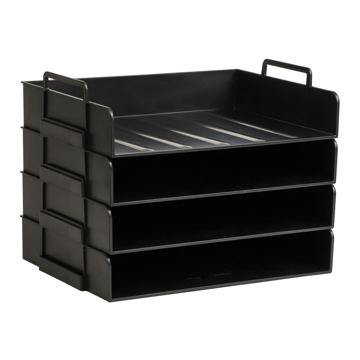 Mind Reader Stackable Paper Tray, Desktop Organizer, File Storage, Office, Plastic, 13.75"L x 10"W x 10.75"H, 4 Pcs.