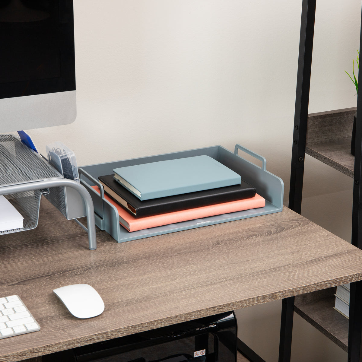 Mind Reader Stackable Paper Tray, Desktop Organizer, File Storage, Office, Plastic, 13.75"L x 10"W x 10.75"H, 4 Pcs.