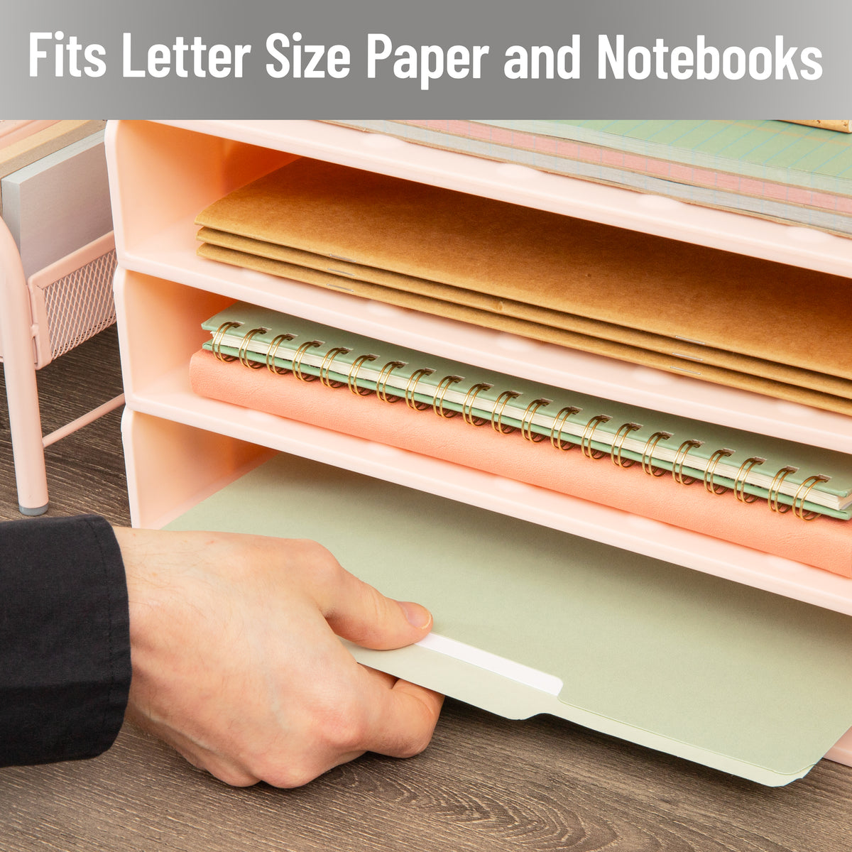Mind Reader Stackable Paper Tray, Desktop Organizer, File Storage, Office, Plastic, 13.75"L x 10"W x 10.75"H, 4 Pcs.
