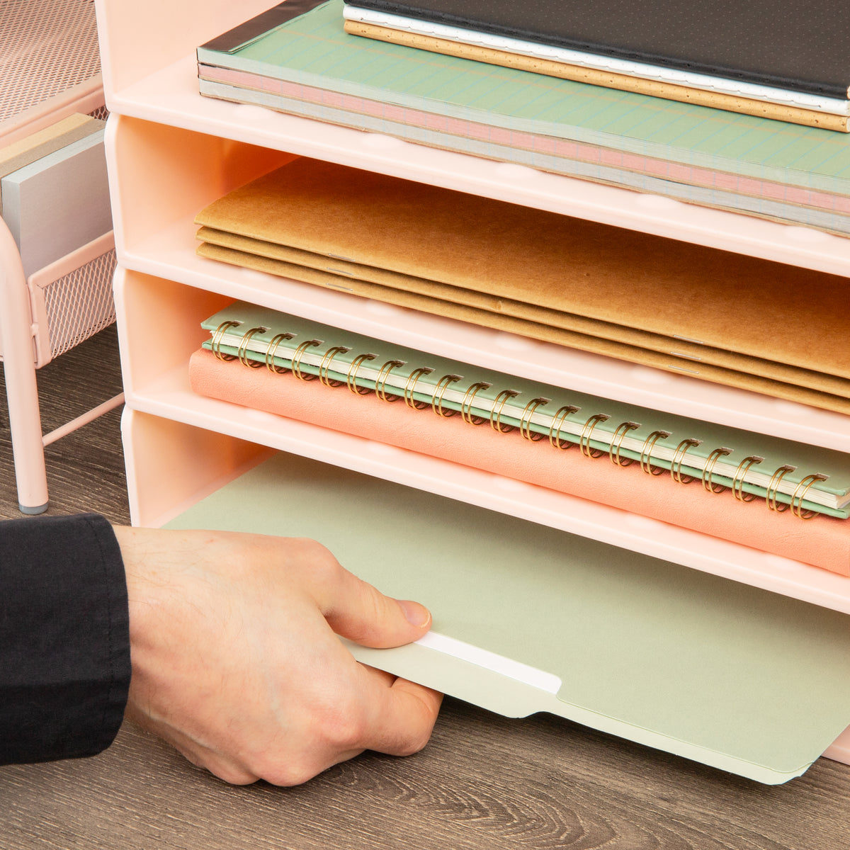 Mind Reader Stackable Paper Tray, Desktop Organizer, File Storage, Office, Plastic, 13.75"L x 10"W x 10.75"H, 4 Pcs.