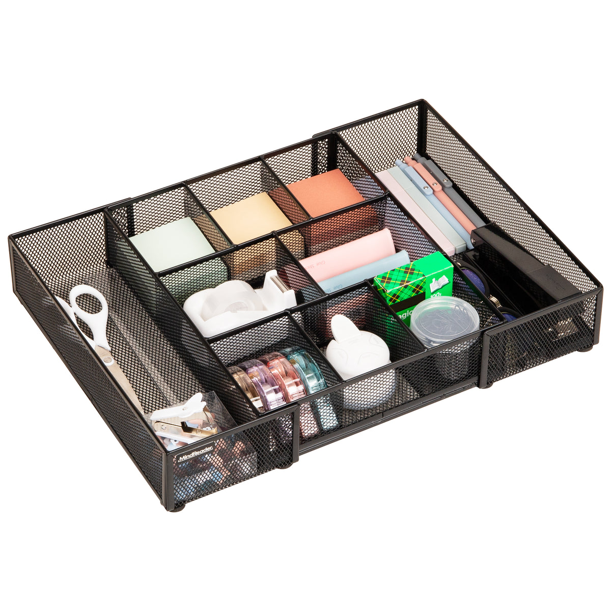 Mind Reader Expandable Mesh Desk Drawer Organizer, Adjustable from 9.25" to 17.125", Office Supply Storage Tray, Makeup Organizer, Black