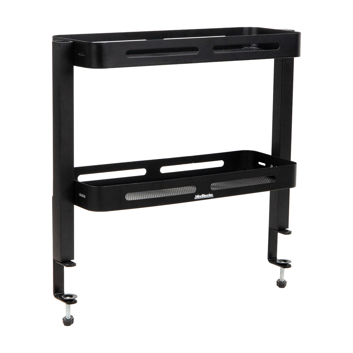 Mind Reader 2-Tier Desk Organizer with Clamp, Accessory Shelf for Office or Gaming, Office, Metal, Black