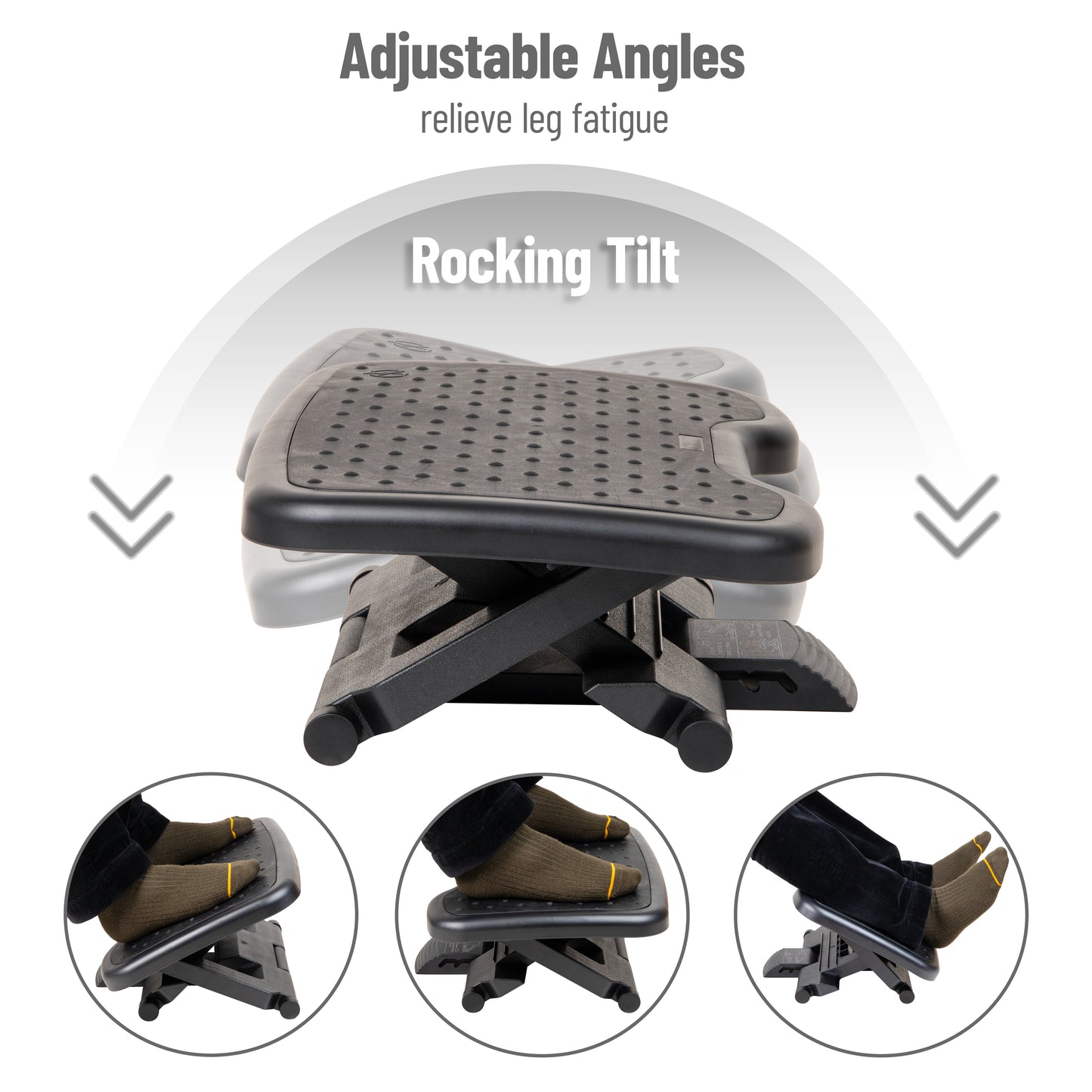 Mind Reader Adjustable Foot Rest with Elastomer Pad for Comfort and Support, Ergonomic Foot Platform, Height Adjustable, Black