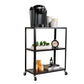 Mind Reader Rolling Cart, Rolling Cart, Microwave Stand, 3-Tier, Coffee Cart, Office, Metal, 23"L x 12"W x 30"H, Black