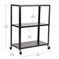 Mind Reader Rolling Cart, Rolling Cart, Microwave Stand, 3-Tier, Coffee Cart, Office, Metal, 23"L x 12"W x 30"H, Black
