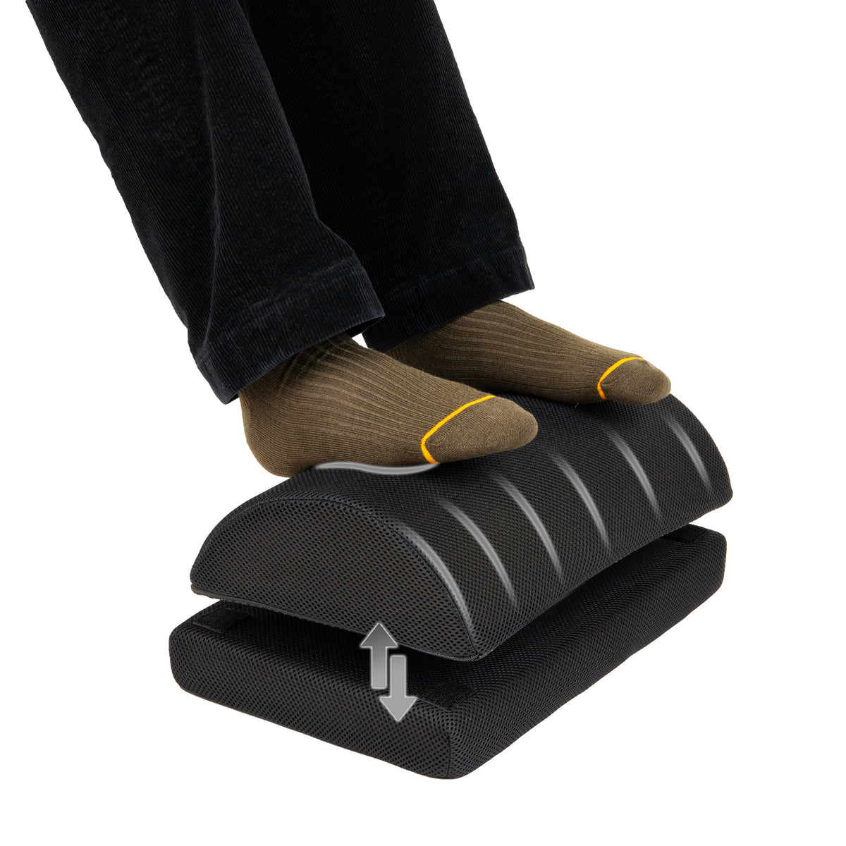Mind Reader Air-Cloud Memory Foam Under Desk Footrest, Ergonomic Support for Back, Hip, Legs, Knees & Feet, Adjustable Height, Memory Foam, Black