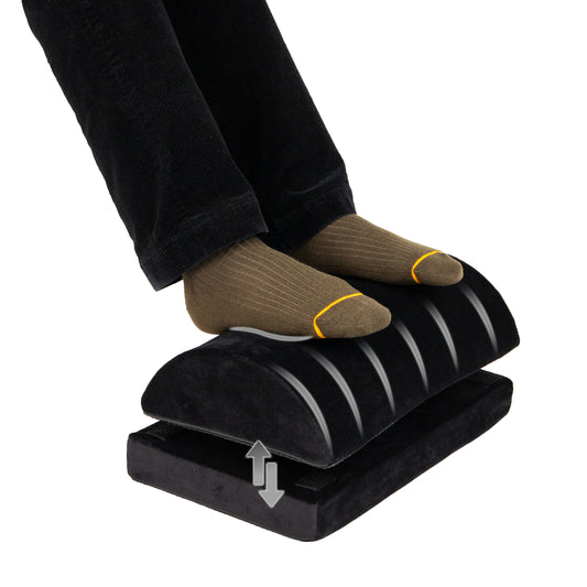 Mind Reader Air-Cloud Memory Foam Under Desk Footrest, Ergonomic Support for Back, Hip, Legs, Knees & Feet, Adjustable Height, Memory Foam, Black