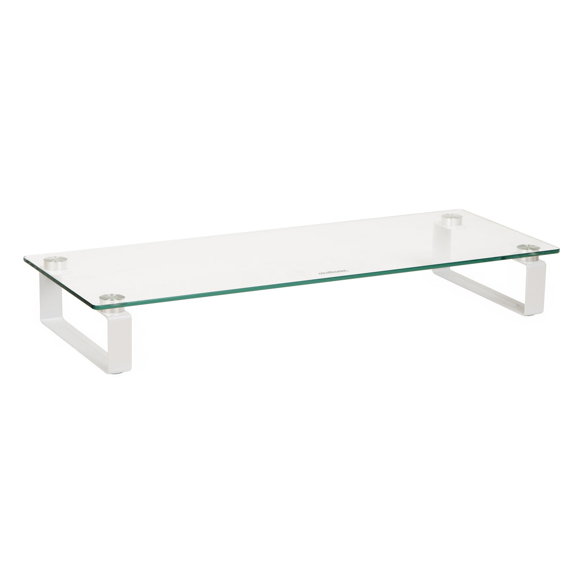 Mind Reader Monitor Stand, Contemporary, Desktop Organizer, Laptop Riser, Office, Glass, 22"L x 8.25"W x 3"H, Clear