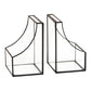 Mind Reader Terrarium Bookends, Decorative Book Holders with Storage, Modern Organizer for Desk or Shelf, Glass, Metal, Set of 2