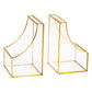 Mind Reader Terrarium Bookends, Decorative Book Holders with Storage, Modern Organizer for Desk or Shelf, Glass, Metal, Set of 2