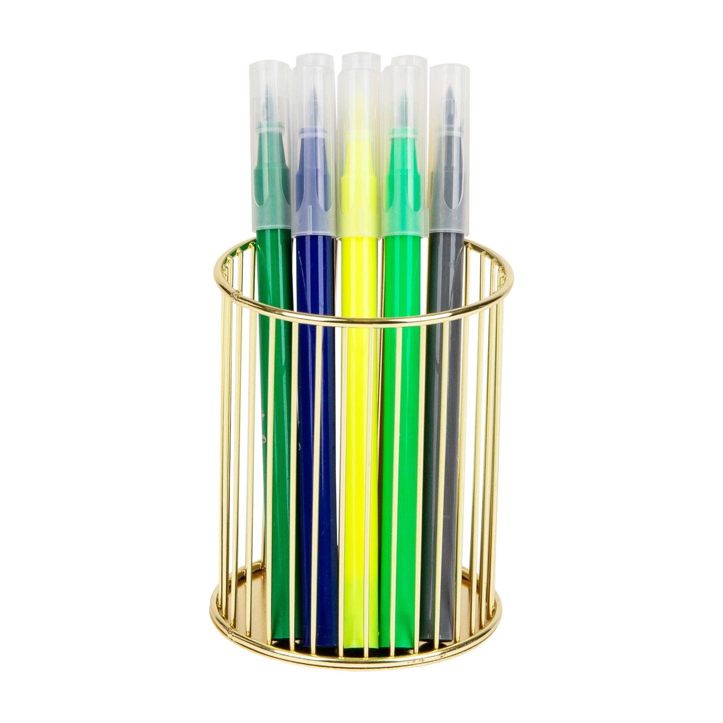 Mind Reader Pen and Accessories Holder, Desktop Organizer, Office, Metal , 3"L x 3"W x 4"H, Set of 3, Gold