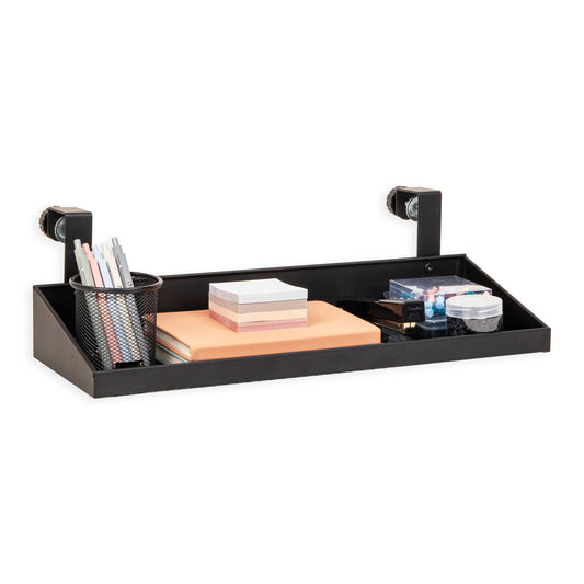 Mind Reader Hanging Cubicle Shelf, Metal Storage Organizer for Office or Home, 20.25"L x 7"W, Black