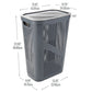 Mind Reader 60L Slim Laundry Hamper, Clothes Basket, Lid, Ventilated, Plastic, 17.25"L x 13.75"W x 23.5"H