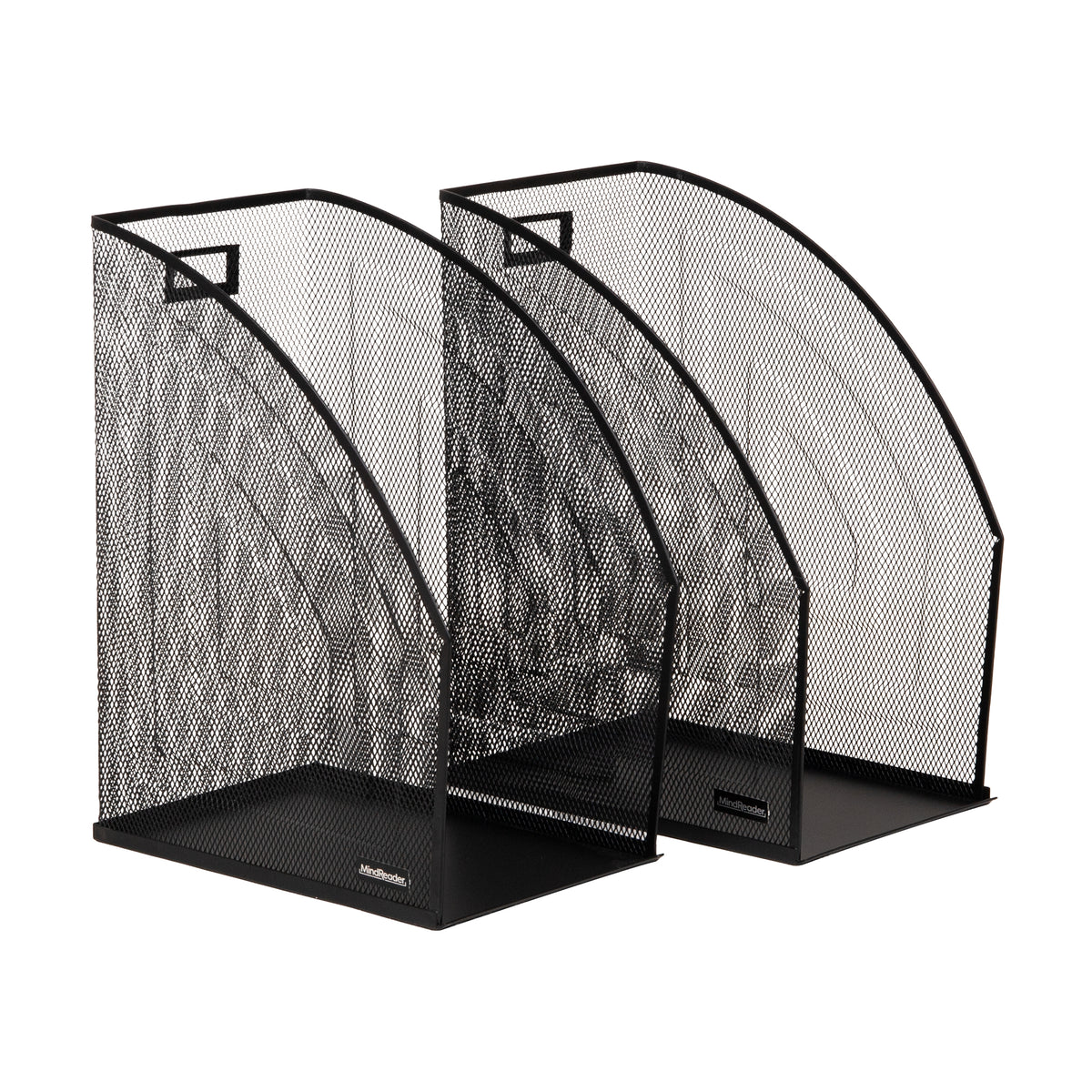 Mind Reader Vertical File Storage, Desktop Organizer, Workspace, Office, Metal Mesh, 6.25"L x 10"W x 12.5"H, Set of 2, Black