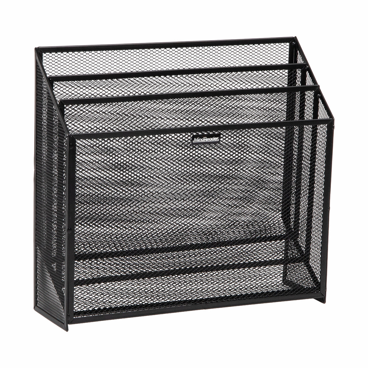 Mind Reader Vertical File Storage, Desktop Organizer, Workspace, Office, Metal Mesh, 12.5"L x 3.75"W x 11.5"H
