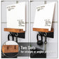 Mind Reader Whiteboard Message Center, Glass Dry Erase Board with Wood Holder and Hooks, Removable Whiteboard for Office or Home, Wall Mounted, 18" x 14"