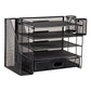 Mind Reader Mesh Desk Organizer, 4 Trays, 1 Drawer, File Holder, 2 Pen Cups, Office Desktop Organizer, Metal Mesh, Black